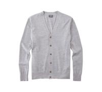 Cardigan OLYMP "Casual Strick", Herren, Gr. XL, silbergrau, Feinstrick, Obermaterial: 100% Schurwolle, unifarben, normal, V-Ausschnitt, Strickbund, Strickjacken, aus weicher Merinowolle (73278824-XL)