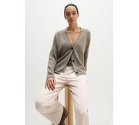 Cardigan MARC O'POLO "aus flauschiger Lambswool", Damen, Gr. XS, beige (stone taupe melange), Obermaterial: 100% Schurwolle, unifarben, oversize, V-Ausschnitt, Rippbündchen, Strickjacken (29241819-XS)