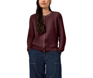 Cardigan QS, Damen, Gr. S, braun (merlot rot), Strick, Obermaterial: 92% Polyester, 5% Polyamid, 3% Elasthan, meliert, normal hüftbedeckend, Rundhals, Bündchen, Strickjacken, Strickjacke mit Rundhals