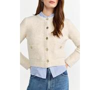 Cardigan RICHROYAL, Damen, Gr. XS, caffee latte, Strick, Obermaterial: 61% Polyacryl, 21% Wolle, 18% Polyester, gerade kurz, Rundhals, Rippbündchen, Strickjacken, Boucle, gerader Form, Schmuckknöpfe, 