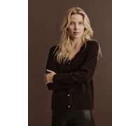 Cardigan ROSEMUNDE "Laica lace cardigan", Damen, Gr. S, schwarz, Strick, Obermaterial: 70% Wolle, 30% Kaschmir, unifarben, hüftlang, V-Ausschnitt, Strickjacken, Perlenknöpfe, Spitze, Langarm, V-Aussch