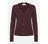 Cardigan ROSEMUNDE "Laica lace cardigan mit Wolle und Kaschmir", Damen, Gr. S, rot (fudge), Strick, Obermaterial: 70% Wolle, 30% Kaschmir, unifarben, figurbetont hüftlang, V-Ausschnitt, Strickjacken,