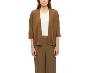 Cardigan S.OLIVER, Damen, Gr. 38, teak braun, Strick, Obermaterial: 100% Baumwolle, unifarben, normal hüftbedeckend, Rundhals, gewellter Abschluss, Strickjacken, 3/4-Arm Sommer-Strickjacke ohne Versch