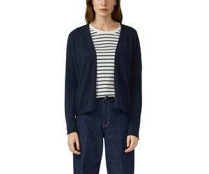 Cardigan S.OLIVER, Damen, Gr. 40, blau (navy), Feinstrick, Obermaterial: 50% Baumwolle, 50% Viskose, unifarben, tailliert hüftbedeckend, V-Ausschnitt, Strickjacken, ohne Verschluss und mit V-Ausschnit