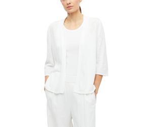 Cardigan S.OLIVER, Damen, Gr. 42, weiß, Strick, Obermaterial: 100% Baumwolle, unifarben, normal hüftbedeckend, Rundhals, gewellter Abschluss, Strickjacken, 3/4-Arm Sommer-Strickjacke ohne Verschluss (