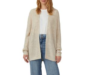 Cardigan S.OLIVER, Damen, Gr. 46, light beige melange, Strick, Obermaterial: 60% Polyacryl, 22% Polyester, 10% Alpaka, 8% Polyamid, meliert, regular fit taillenbedeckt, V-Ausschnitt, Rippbündchen, Str