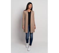 Cardigan SEIDEL MODEN, Damen, Gr. 44, beige (sand, walnuss,85), Jersey, Obermaterial: 95% Viskose, 5% Elasthan, unifarben, normal hüftbedeckend, Rundhals, abgesteppt, Strickjacken, ohne Verschluss und