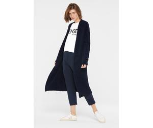 Cardigan SENSES.THE LABEL, Damen, Gr. XL/XXL, blau, Material: 60% Polyacryl, 15% Polyamid, 10% Wolle, 10% Viskose, 5% Alpaka, unifarben, relaxed fit lang, hoch geschlossener Ausschnitt, eingesetzt Rip