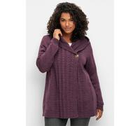 Cardigan SHEEGO BY JOE BROWNS "Große Größen" Gr. 48/50, lila (brombeer) Damen Strickjacken Cardigans mit Kapuze und Knopfverschluss (70787652-48)