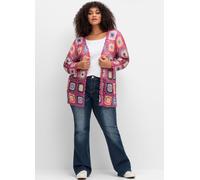 Cardigan SHEEGO BY JOE BROWNS, Damen, Gr. 48/50, pink, 100% Polyacryl, gemustert, mehrfarbig, Strickjacken (83053965-48) pink