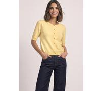 Cardigan STREET ONE, Damen, Gr. 34, gelb (sunbeam gelb), Stoff, 71% Viskose, 29% Polyamid, unifarben, comfort fit normal, Rundhals, Rippbündchen, Strickjacken, mit Rundhalsausschnitt (98113906-34) sun