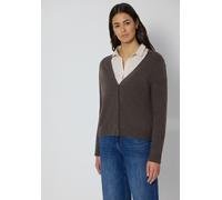 Cardigan STREET ONE, Damen, Gr. 34, rustic braun meliert, Web, 37% Baumwolle, 34% Polyacryl, 26% Polyester, 3% Elasthan, unifarben, normal normal, V-Ausschnitt, Rippbündchen, Strickjacken, mit V-Aussc