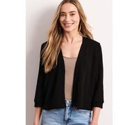 Cardigan STREET ONE, Damen, Gr. 34, schwarz, Stoff, 49% Polyester, 41% Baumwolle, 10% Viskose, unifarben, normal normal, ohne Ausschnitt, Bündchen, Strickjacken, aus elastischem Materialmix (83770115-