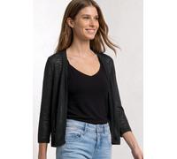 Cardigan STREET ONE, Damen, Gr. 34, schwarz, Stoff, 91% Viskose, 9% Elasthan, unifarben, comfort fit normal, ohne Ausschnitt, normaler Saum, Strickjacken, mit 3/4 Ärmeln (89994535-34) schwarz