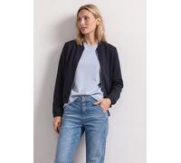 Cardigan STREET ONE, Damen, Gr. 34, schwarzest blau, Stoff, 71% Polyester, 26% Viskose, 3% Elasthan, unifarben, normal normal, Rundhals, abgesteppt, Strickjacken, Jersey (64817607-34) schwarzest blau