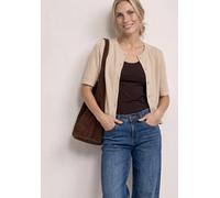 Cardigan STREET ONE, Damen, Gr. 34, timeless beige, Stoff, 50% Viskose, 47% Polyester, 3% Elasthan, unifarben, comfort fit normal, Rundhals, Rippbündchen, Strickjacken, mit durchgehender Knopfleiste v