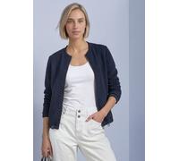 Cardigan STREET ONE, Damen, Gr. 36, blau (schwarzest blau), Stoff, 70% Polyester, 25% Viskose, 5% Elasthan, unifarben, comfort fit normal, Rundhals, Bündchen, Strickjacken, mit Rundhalsausschnitt (245