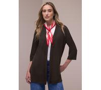 Cardigan STREET ONE, Damen, Gr. 36, braun (espresso braun), Stoff, 60% Viskose, 40% Polyester, unifarben, normal normal, ohne Ausschnitt, Bündchen, Strickjacken, mit Materialmix (50560149-36) espresso