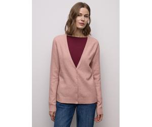 Cardigan STREET ONE, Damen, Gr. 36, faded rose meliert, Web, 37% Baumwolle, 34% Polyacryl, 26% Polyester, 3% Elasthan, unifarben, normal normal, V-Ausschnitt, Rippbündchen, Strickjacken, mit V-Ausschn
