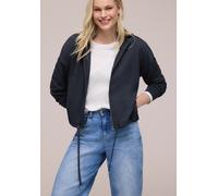 Cardigan STREET ONE, Damen, Gr. 36, shadowed navy, Stoff, 71% Polyester, 26% Viskose, 3% Elasthan, unifarben, normal normal, hoch geschlossener Ausschnitt, Bündchen, Strickjacken, Jersey (32465943-36)