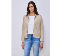 Cardigan STREET ONE, Damen, Gr. 38, cotton beige, Web, 60% Baumwolle, 36% Polyester, 4% Elasthan, unifarben, comfort fit normal, hoch geschlossener Ausschnitt, Rippbündchen, Strickjacken (32450013-38)