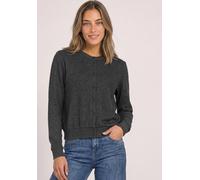 Cardigan STREET ONE, Damen, Gr. 38, grau (armor grau meliert), Stoff, 80% Viskose, 15% Polyester, 5% Elasthan, unifarben, normal normal, Rundhals, Rippbündchen, Strickjacken, aus softem Materialmix (1
