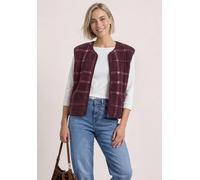 Cardigan STREET ONE, Damen, Gr. 38, rustic rouge, Stoff, 100% Polyester, kariert, comfort fit normal, Rundhals, normaler Saum, Strickjacken, mit Rundhalsausschnitt (37570200-38) rustic rouge