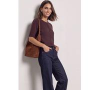 Cardigan STREET ONE, Damen, Gr. 38, rustic rouge, Strick, Obermaterial: 71% Modal, 29% Polyamid, unifarben, normal hüftbedeckend, Rundhals, Bündchen, Strickjacken, Kurzarm Cardigan mit Rundhals und Kn