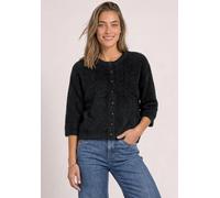 Cardigan STREET ONE, Damen, Gr. 38, schwarz, Grobstrick, 55% Polyester, 45% Baumwolle, unifarben, comfort fit normal, Rundhals, abgesteppt, Strickjacken, mit Rundhalsausschnitt (19747347-38) schwarz