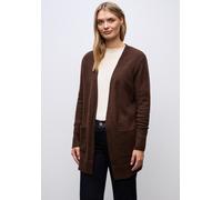 Cardigan STREET ONE, Damen, Gr. 38, schwarz hazelnut braun meliert, Web, 37% Baumwolle, 34% Polyacryl, 26% Polyester, 3% Elasthan, unifarben, normal hüftbedeckend, ohne Ausschnitt, Bündchen, Strickjac