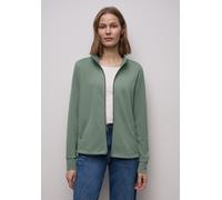 Cardigan STREET ONE, Damen, Gr. 38, schwarz serene grün, Stoff, 65% Viskose, 29% Polyester, 6% Elasthan, unifarben, normal normal, hoch geschlossener Ausschnitt, Bündchen, Strickjacken, mit Tunnelzug