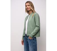 Cardigan STREET ONE, Damen, Gr. 38, schwarz serene grün, Web, 70% Polyester, 30% Baumwolle, unifarben, normal normal, hoch geschlossener Ausschnitt, Bündchen, Strickjacken (79131611-38) schwarz serene