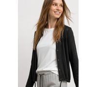 Cardigan STREET ONE, Damen, Gr. 38, schwarz, Stoff, 80% Polyester, 20% Viskose, unifarben, normal normal, hoch geschlossener Ausschnitt, abgesteppt, Strickjacken, in Unifarbe (12391950-38) schwarz