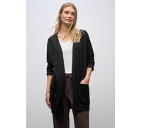 Cardigan STREET ONE, Damen, Gr. 38, schwarz, Strick, Obermaterial: 52% Viskose, 28% Polyester, 20% Polyamid, unifarben, lässig geschnitten ca. Mitte Oberschenkel, Rundhals, Strickjacken, ohne Verschlu