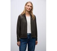 Cardigan STREET ONE, Damen, Gr. 38, schwarzest braun, Stoff, 46% Modal, 46% Polyester, 8% Elasthan, unifarben, comfort fit normal, Rundhals, elastischer Bund, Strickjacken, im Silk Look (78099526-38) 