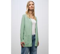 Cardigan STREET ONE, Damen, Gr. 38, serene grün meliert, Strick, Obermaterial: 52% Viskose, 28% Polyester, 20% Polyamid, unifarben, lässig geschnitten ca. Mitte Oberschenkel, Rundhals, Strickjacken, o