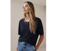 Cardigan STREET ONE, Damen, Gr. 38, shadowed navy, Strick, Obermaterial: 60% Viskose, 40% Baumwolle, unifarben, normal hüftbedeckend, Rundhals, Bündchen, Strickjacken, Kurzarm-Cardigan mit Rundhals (5