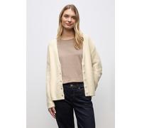 Cardigan STREET ONE, Damen, Gr. 38, beige (soft beige), Strick, Obermaterial: 78% Polyamid, 12% Polyacryl, 10% Baumwolle, unifarben, casual, regular fit normal, V-Ausschnitt, Langarm, Strickjacken, mi