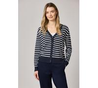 Street One Frauen Gestreifter Cardigan in Blau, Gr: 38