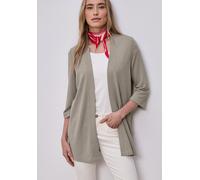 Cardigan STREET ONE, Damen, Gr. 38, timeless beige, Stoff, 60% Viskose, 40% Polyester, unifarben, normal normal, ohne Ausschnitt, Bündchen, Strickjacken, mit Materialmix (67254641-38) timeless beige