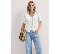Cardigan STREET ONE, Damen, Gr. 38, sanftes weiß, Stoff, 50% Viskose, 47% Polyester, 3% Elasthan, unifarben, normal normal, V-Ausschnitt, abgesteppt, Strickjacken, aus softem Materialmix (29383867-38)