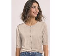 Cardigan STREET ONE, Damen, Gr. 40, beige (clay sand meliert), Strickjacken, mit Rundhalsausschnitt (56747938-40) clay sand meliert