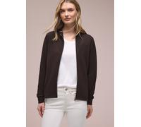 Cardigan STREET ONE, Damen, Gr. 40, espresso braun, Web, 86% Baumwolle, 12% Polyester, 2% Elasthan, unifarben, comfort fit normal, Rundhals, Bündchen, Strickjacken, mit Turtleneck (23015404-40) espres