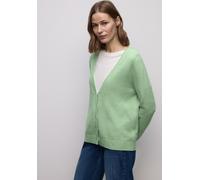 Cardigan STREET ONE, Damen, Gr. 40, pale mint grün meliert, Web, 37% Baumwolle, 34% Polyacryl, 26% Polyester, 3% Elasthan, unifarben, normal normal, V-Ausschnitt, Rippbündchen, Strickjacken, mit V-Aus