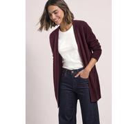 Cardigan STREET ONE, Damen, Gr. 40, rot (rustic rouge meliert), Web, 37% Baumwolle, 34% Polyacryl, 26% Polyester, 3% Elasthan, unifarben, comfort fit lang, ohne Ausschnitt, Rippbündchen, Strickjacken,