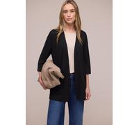 Cardigan STREET ONE, Herren, Gr. 40, schwarz, Stoff, 60% Viskose, 40% Polyester, unifarben, normal normal, ohne Ausschnitt, Bündchen, Strickjacken, mit Materialmix (95283228-40) schwarz