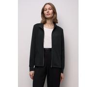 Cardigan STREET ONE, Damen, Gr. 40, schwarz, Stoff, 65% Viskose, 29% Polyester, 6% Elasthan, unifarben, normal normal, hoch geschlossener Ausschnitt, Bündchen, Strickjacken, mit Tunnelzug am Saum (973