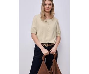 Cardigan STREET ONE, Damen, Gr. 40, smoke beige meliert, Strick, Obermaterial: 60% Viskose, 40% Baumwolle, unifarben, normal hüftbedeckend, Rundhals, Bündchen, Strickjacken, Kurzarm-Cardigan mit Rundh