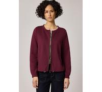 Cardigan STREET ONE, Damen, Gr. 40, truffle rot, Stoff, 70% Polyester, 25% Viskose, 5% Elasthan, Strukturmuster, normal normal, Rundhals, Bündchen, Strickjacken, mit Struktur (21394454-40) truffle rot