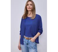 Cardigan STREET ONE, Damen, Gr. 42, amparo blau, Stoff, 65% Polyester, 35% Viskose, unifarben, normal normal, ohne Ausschnitt, elastischer Bund, Strickjacken, bestehend aus einem Materialmix (30451232